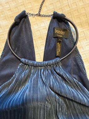 Laundry By Shelli Segal Navy Halter Dress with Metallic Accent
